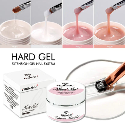 Blushimmer 30ML milky white hard gel for nail extensions, self-leveling builder gel for reinforcement and camouflage manicure.