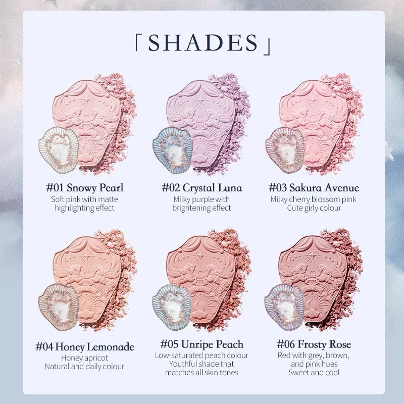 Blushimmer Flower Knows Strawberry Rococo embossed blush powder with smooth, long-lasting color for enhancing cheeks.