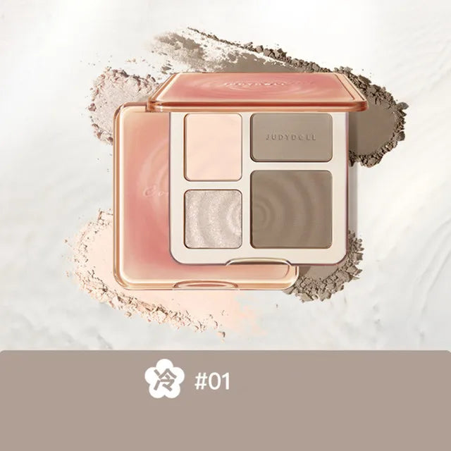 Blushimmer Judydoll facial highlighter makeup palette with matte, shimmer, and contour powders for glowing, sculpted face.