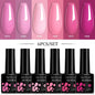 LILYCUTE 6Pcs/Set 7ML Gel DIY Nail Polish Bright Pink Semi Permanent Soak Off UV LED Gel Varnish Nail Art Design Manicure Kit