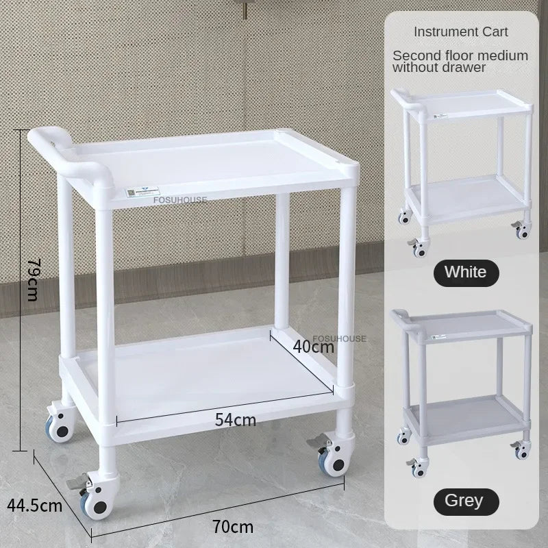 European Plastic Salon Trolleys with Wheels Auxiliary Tool Cart Designer Salon Furniture Beauty Salon Instrument Equipment Shelf