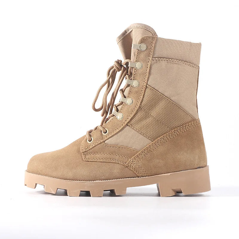 Tactical Boots Men Training Special High-Top Shoes Outdoor Shock-Absorbing Hard-Soled High-Waist Hiking Shoes