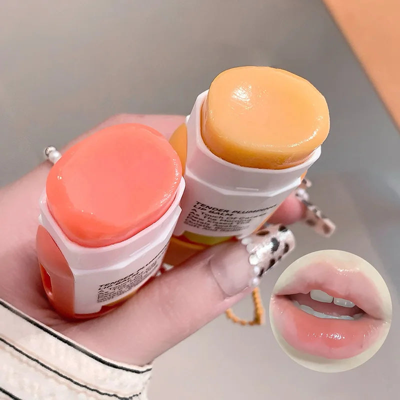 Blushimmer Gegebear colorless lip balm shown in a sleek tube, designed for moisturizing, repairing, and hydrating lips.