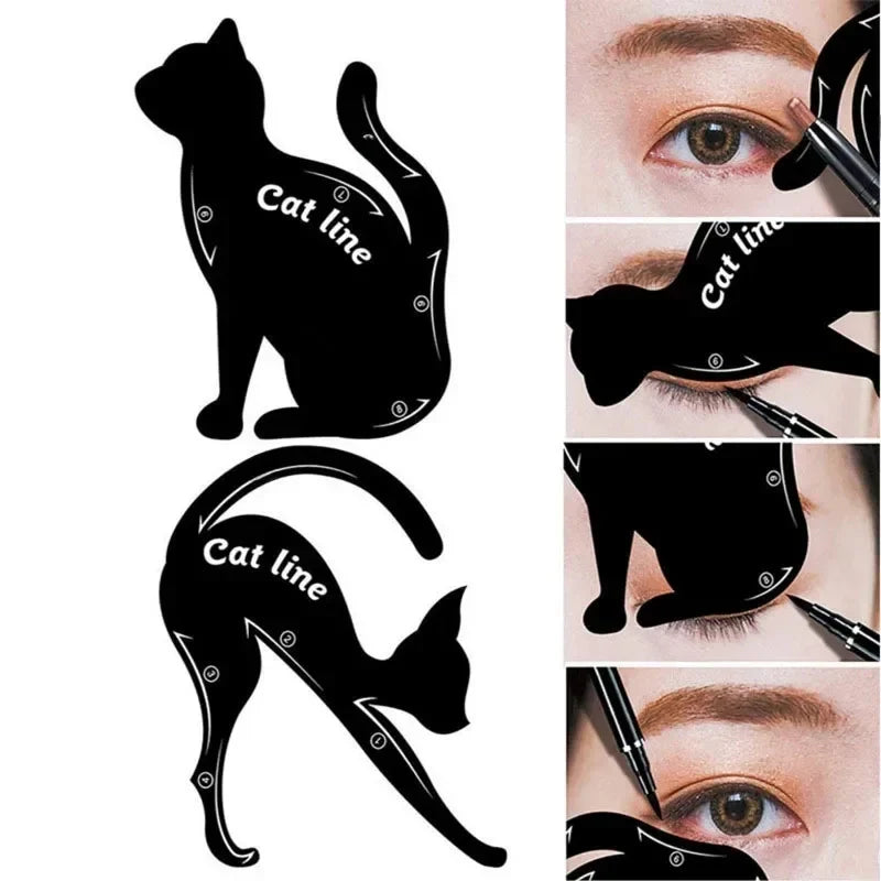 Blushimmer cat eye stencil template for easy eyeliner makeup, featuring eye-shaped cutouts for precise eye makeup application.