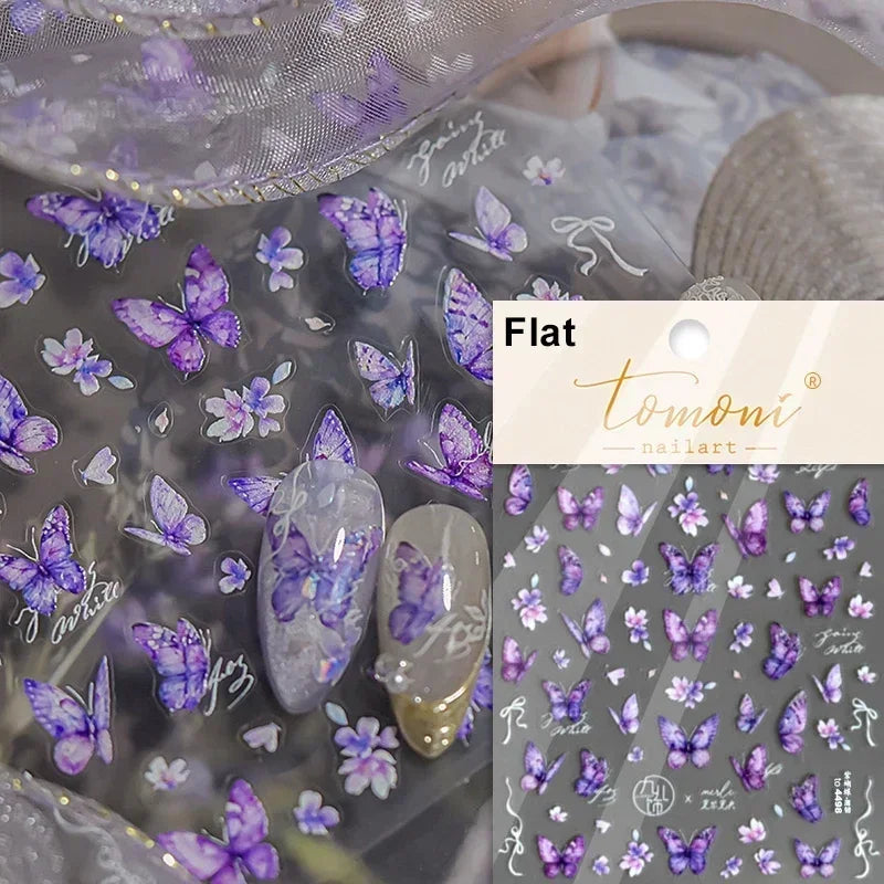 Shiny Jelly Butterfly 5D nail art sticker with rhinestones and insect design, perfect for DIY manicures and nail decorations.