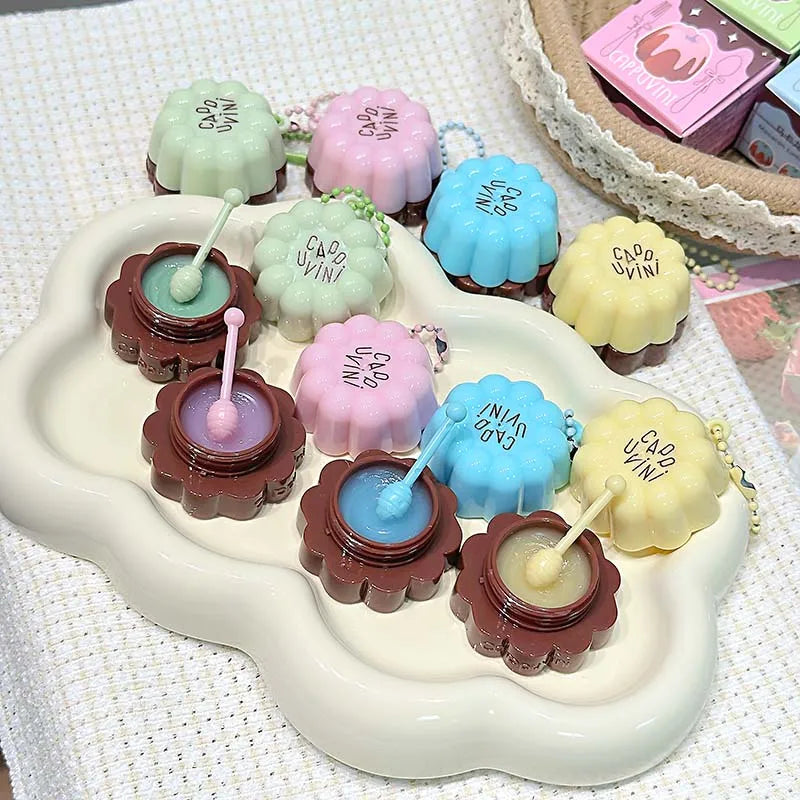 Blushimmer fruit-flavored lip balm and nourishing lip mask for dry lips, reducing lip lines, with deep moisturizing properties.