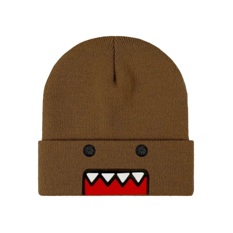 Domo Kun Cartoon Embroidered Knitted Hat Autumn Winter Outdoor Warm Windproof Hip Hop Casual Trendy Style for Men Women
