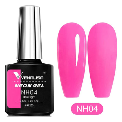 Bright neon pink gel nail polish by Blushimmer, vibrant UV and LED soak-off gel for colorful nail art and summer styling.