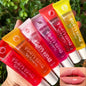 Set of 6 fruity flavor watery glossy lip glosses by Blushimmer, featuring clear hydrating and moisturizing lip gel for women.
