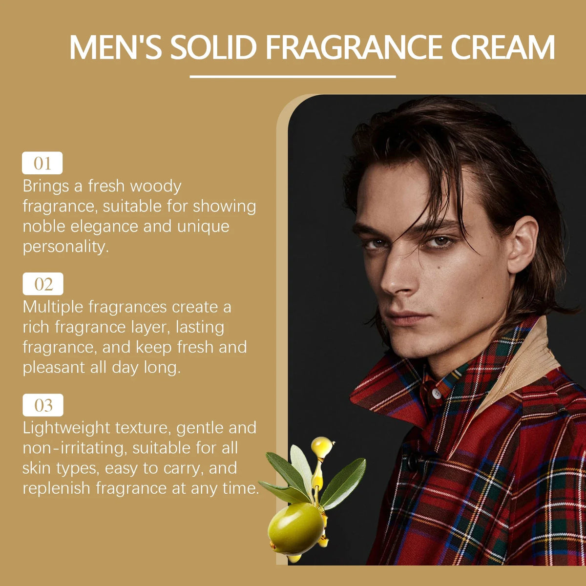 Blushimmer 3Scents men's solid cologne balm with woody fragrance, portable deodorant with pheromones and lasting fresh scent.