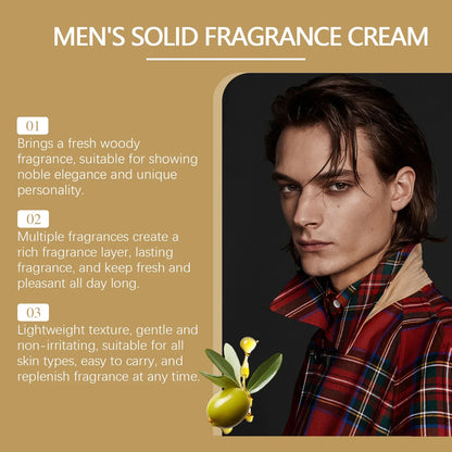 Blushimmer 3Scents men's solid cologne balm with woody fragrance, portable deodorant with pheromones and lasting fresh scent.