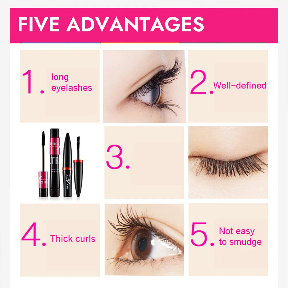 Blushimmer fiber mascara set with double tubes, waterproof and long-lasting, creating naturally curled, smudge-free eyelashes.