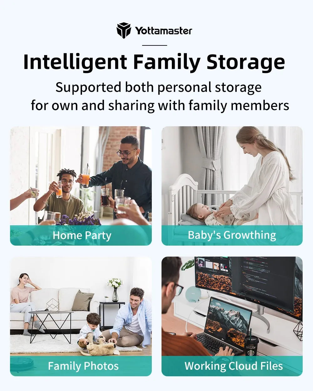 Yottamaster Network Storage with 2.5 inch SATA Hard Drive Enclosure NAS Private Cloud Storage Support Auto Backup, Remote Access