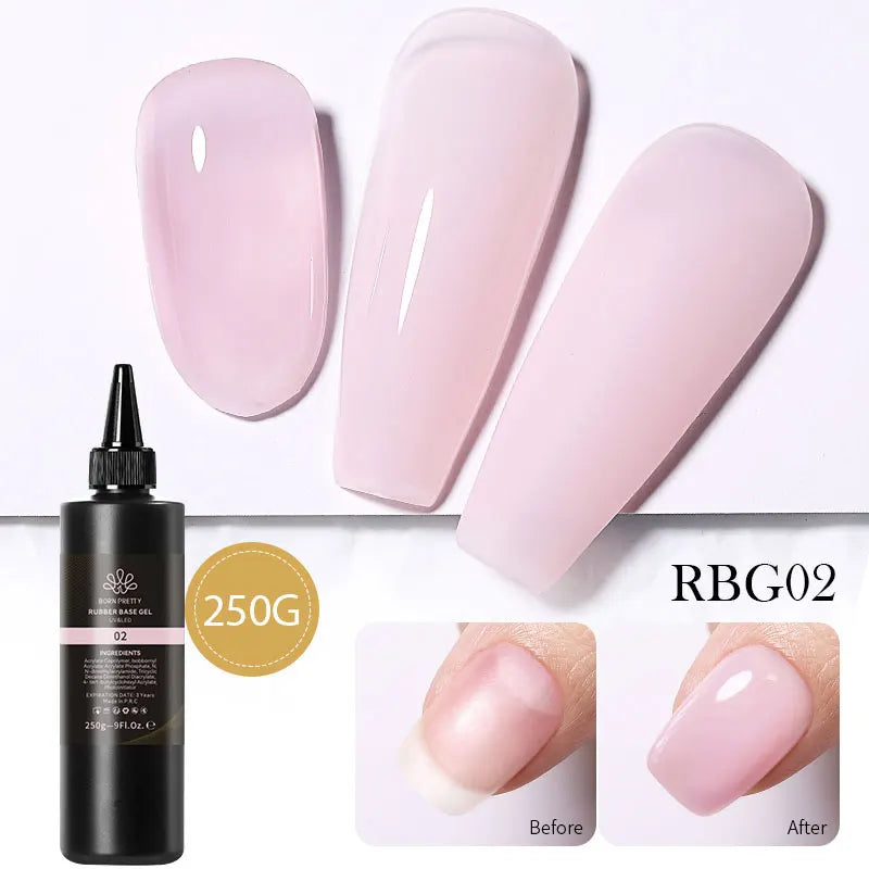 Blushimmer Born Pretty 250g black and white gel nail polish refill pack with semi-permanent jelly nude gel for UV and LED nails.