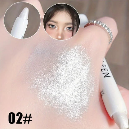 Blushimmer shimmering highlight stick and glitter white eyeshadow pencil for bright, dazzling eye makeup and highlighter effects.