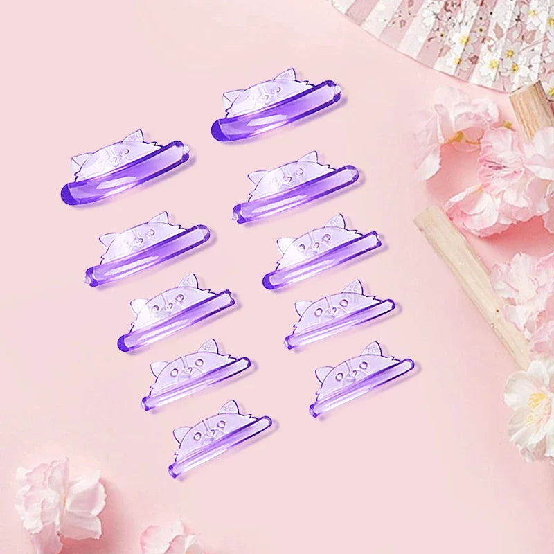 Set of five Blushimmer C curl silicone eyelash pads with sticky 3D lash lifting shield and curler makeup tool accessories.