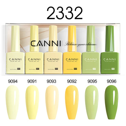 Blushimmer CANNI Nail Gel Polish Kit with 6 nude and pink gel colors in 9ml bottles, featuring HEMA-free formula and Christmas gift design