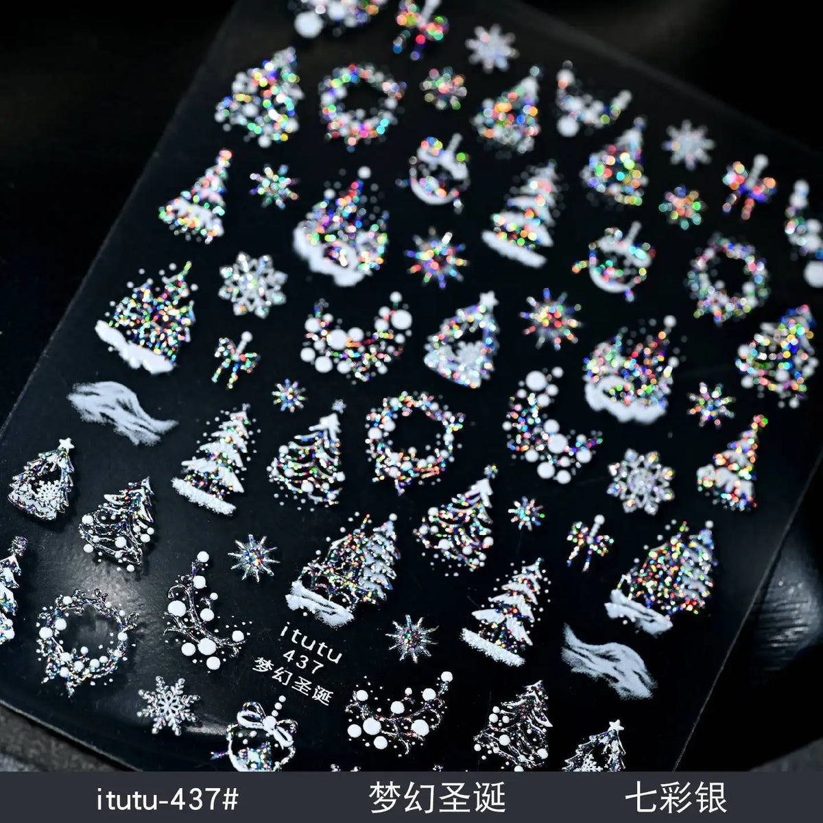 Silver snowflake Christmas nail stickers by Blushimmer, featuring self-adhesive metal decals for winter nail art.