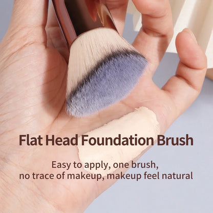 Blushimmer MAANGE 2-piece foundation makeup brush set with flat angled kabuki brushes for liquid foundation and blush application.