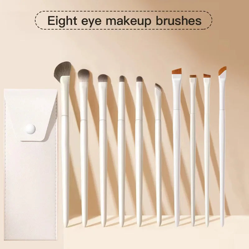 Blushimmer eye makeup brush set for beginners with professional cosmetic brushes, including eyebrow, crease, and under-eye detail brushes.