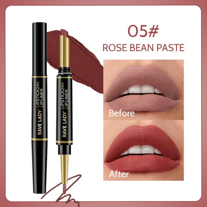 Blushimmer Rave Lady 2-in-1 matte lipstick and lipliner pencil in sexy red, waterproof and long-lasting for festive makeup look.