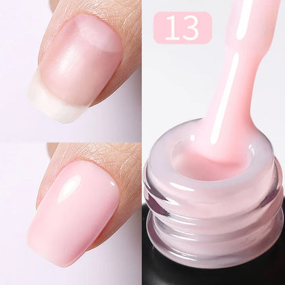 Blushimmer Born Pretty Milky Jelly Rubber Base Gel in nude, 15ml, self-leveling soak-off UV gel for gel nail polish application