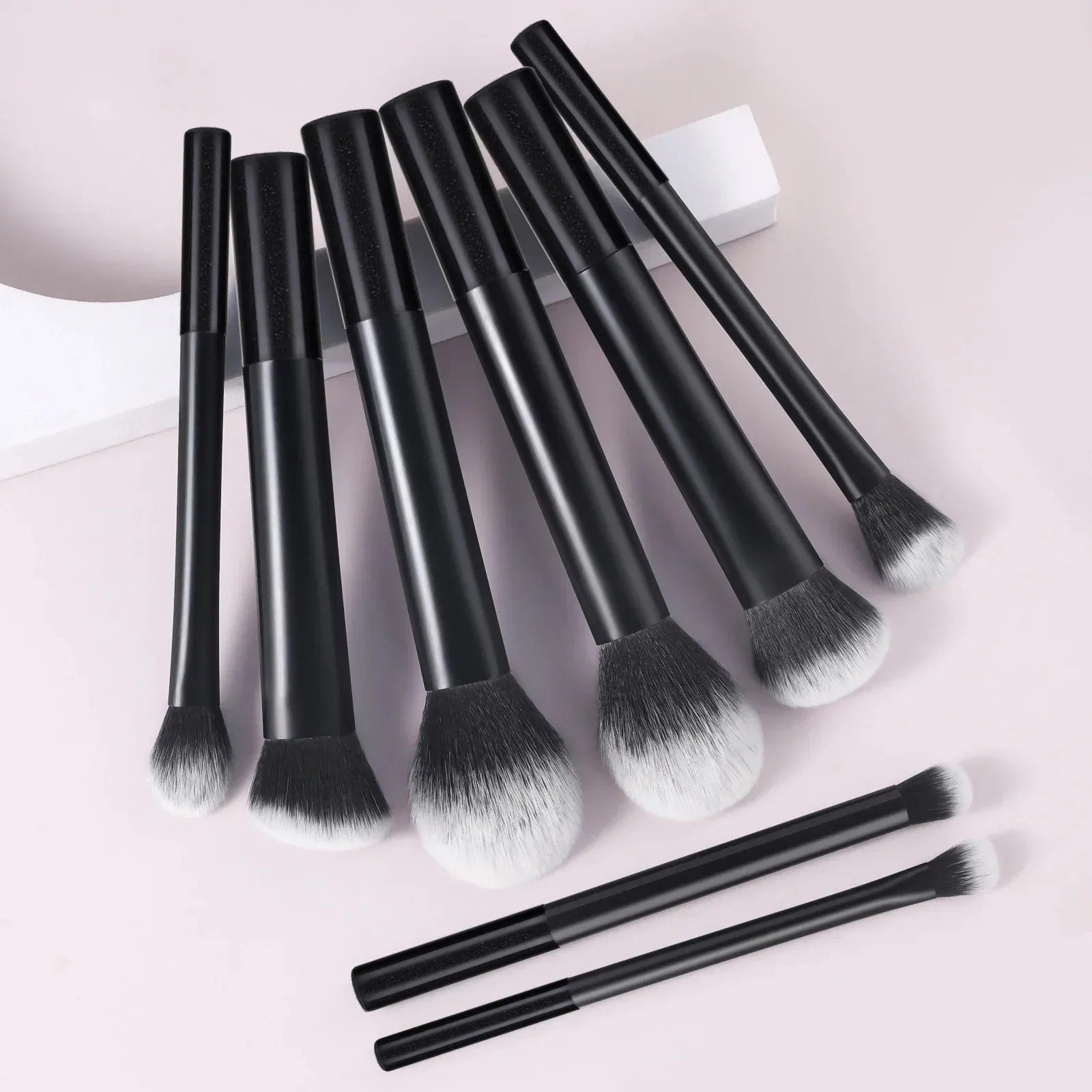 9pcs Multifunctional Black Makeup Brush Set With 1pc Beauty Egg,Soft Bristles for All Skin Types, Alcohol-Free Cosmetic Brushes