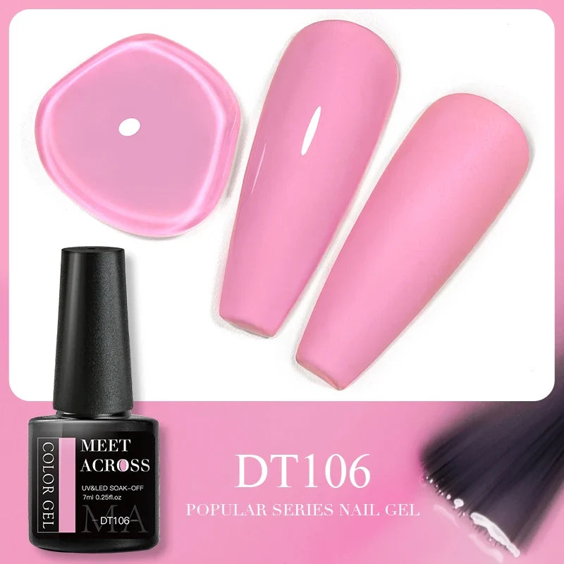 Blushimmer Meet Across 5ml pink dried flower gel nail polish with natural flower accents, UV and LED soak-off nail art varnish