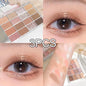 Blushimmer 16-color eyeshadow palette with pearlescent and matte shades, including earthy tones for everyday makeup looks.