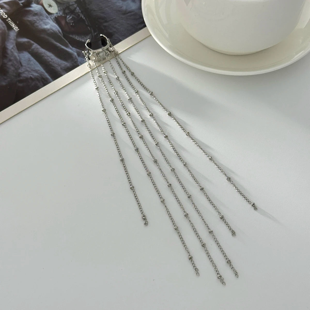 Elegant Long Tassel Ear Cuff Clip Earrings for Women Vintage Trend No Piercing Required Jewelry Accessory