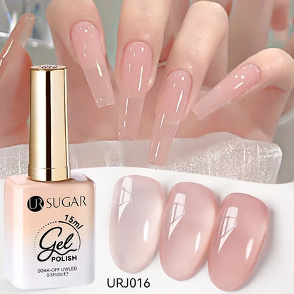 Blushimmer UR Sugar 15ml translucent white gel polish for semi-permanent UV nail art, soak-off, and fashion manicure.