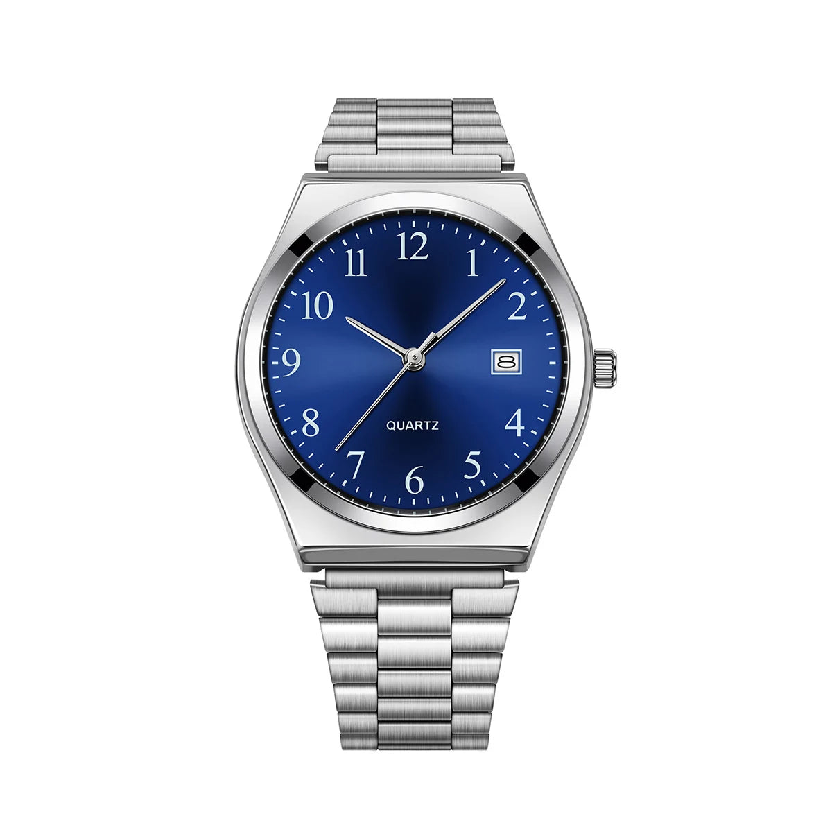 Minimalist stainless steel wristwatch by LUCKY FOX with black dial and precise timekeeping, ideal for everyday wear.