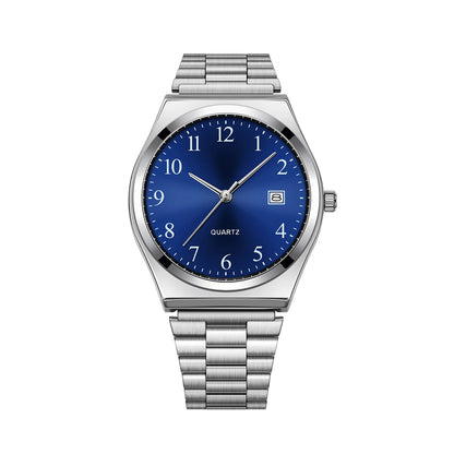 Minimalist stainless steel wristwatch by LUCKY FOX with black dial and precise timekeeping, ideal for everyday wear.