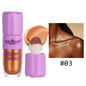 Blushimmer liquid face highlighter and bronzer in three shades, illuminating and contouring makeup for a radiant glow.