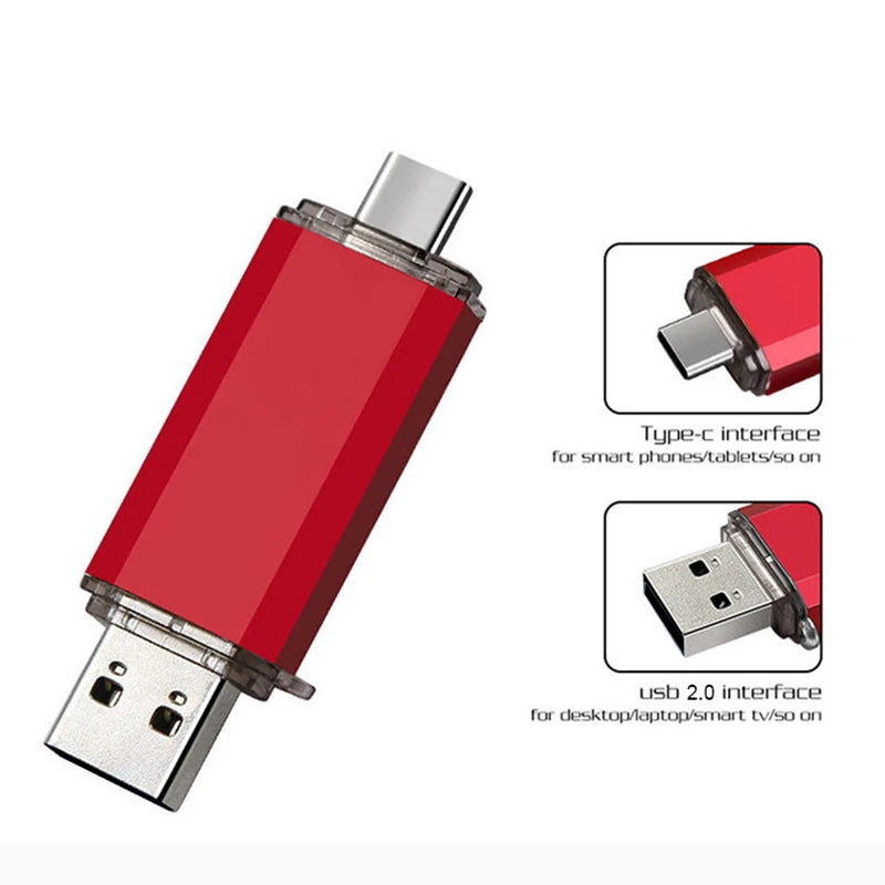 2 In 1 USB Flash Drives 64GB Free TYPE-C Adapters Gifts Pen drive 32GB Black OTG Memory Stick 16GB Key Chain Pendrive 8GB U Disk