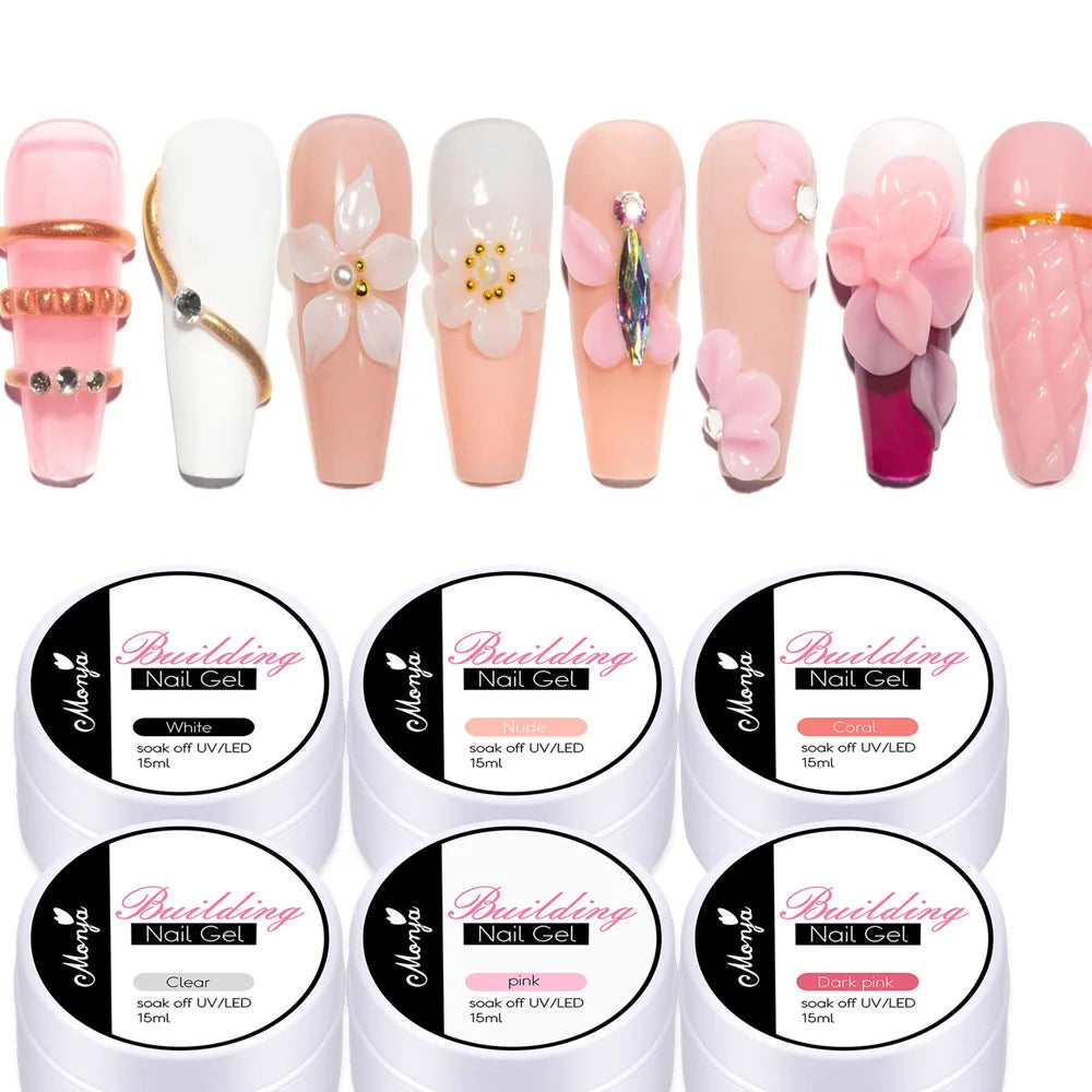 Clear non-stick gel nail polish by Blushimmer, 5/15ml, featuring 3D shaping and sculpting for DIY UV/LED manicures.