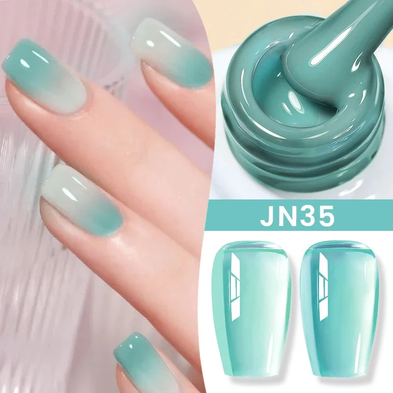 Blushimmer Born Pretty Jelly Nude Gel Nail Polish in light pink peach, translucent UV cure gel for DIY nail art, 10ml bottle