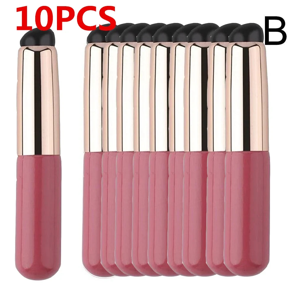 Blushimmer silicone lip brush with cover cap, soft round head concealer and lipstick makeup brush, fingertip-sized, no broken parts
