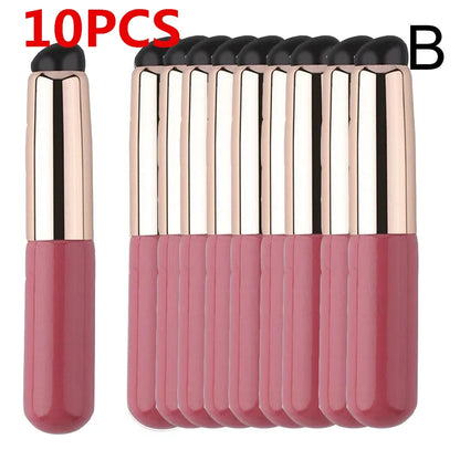 Blushimmer silicone lip brush with cover cap, soft round head concealer and lipstick makeup brush, fingertip-sized, no broken parts