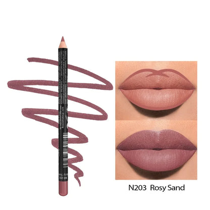 Blushimmer nude matte lipstick pencil with 14 color options, waterproof, high pigment, long-lasting lip liner and lip makeup tool