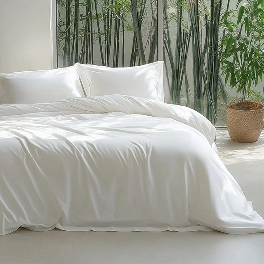 Silky 100% Bamboo Bedding Set Organic Pure Bamboo Duvet Cover Set with Quilt Cover Bed Sheet Pillowcase Luxury Cooling Bed Linen