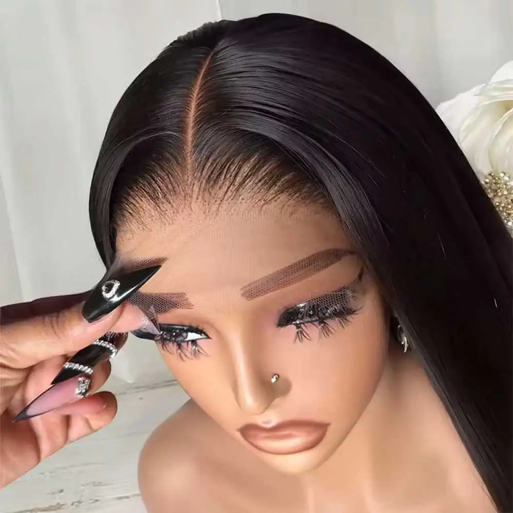 40-inch straight blonde 613 human hair lace frontal wig with 13x6 transparent lace, pre-plucked, Selvanelle brand