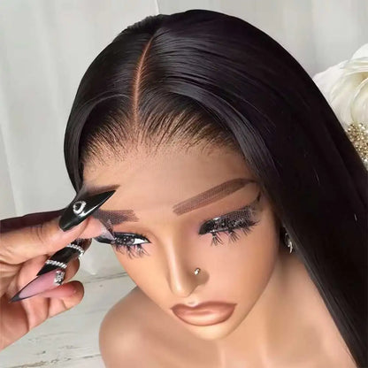 40-inch straight blonde 613 human hair lace frontal wig with 13x6 transparent lace, pre-plucked, Selvanelle brand