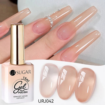 Blushimmer UR SUGAR 15ml translucent white jelly gel polish for semi-permanent UV nail art and soak-off gel varnish.