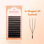 Blushimmer MASSCAKU U-shaped 3D 4D 5D eyelash extensions with C and D curl, natural mink false lashes on a white background.