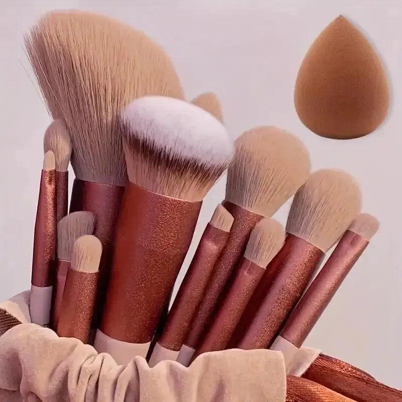 Set of soft, fluffy Blushimmer makeup brushes for foundation, powder, eyeshadow, and blending with professional cosmetic quality.