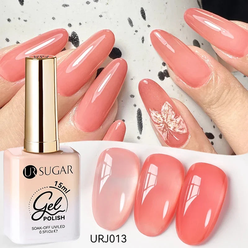 Blushimmer UR Sugar 15ml translucent milky white gel polish for semi-permanent UV nail art and soak-off gel varnish.