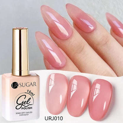 Blushimmer UR SUGAR 15ml translucent white gel polish for semi-permanent UV nail art and soak-off gel varnish.