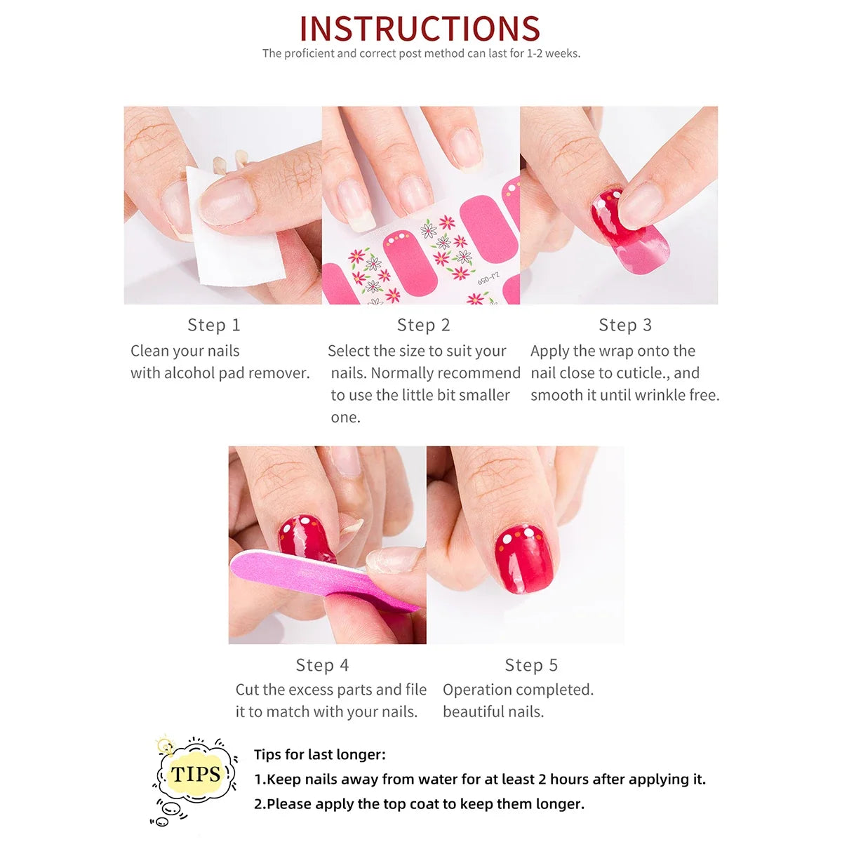 Blushimmer DIY nail stickers with spring and summer floral designs, self-adhesive full cover nail decoration decal.