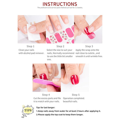 Blushimmer DIY nail stickers with spring and summer floral designs, self-adhesive full cover nail decoration decal.